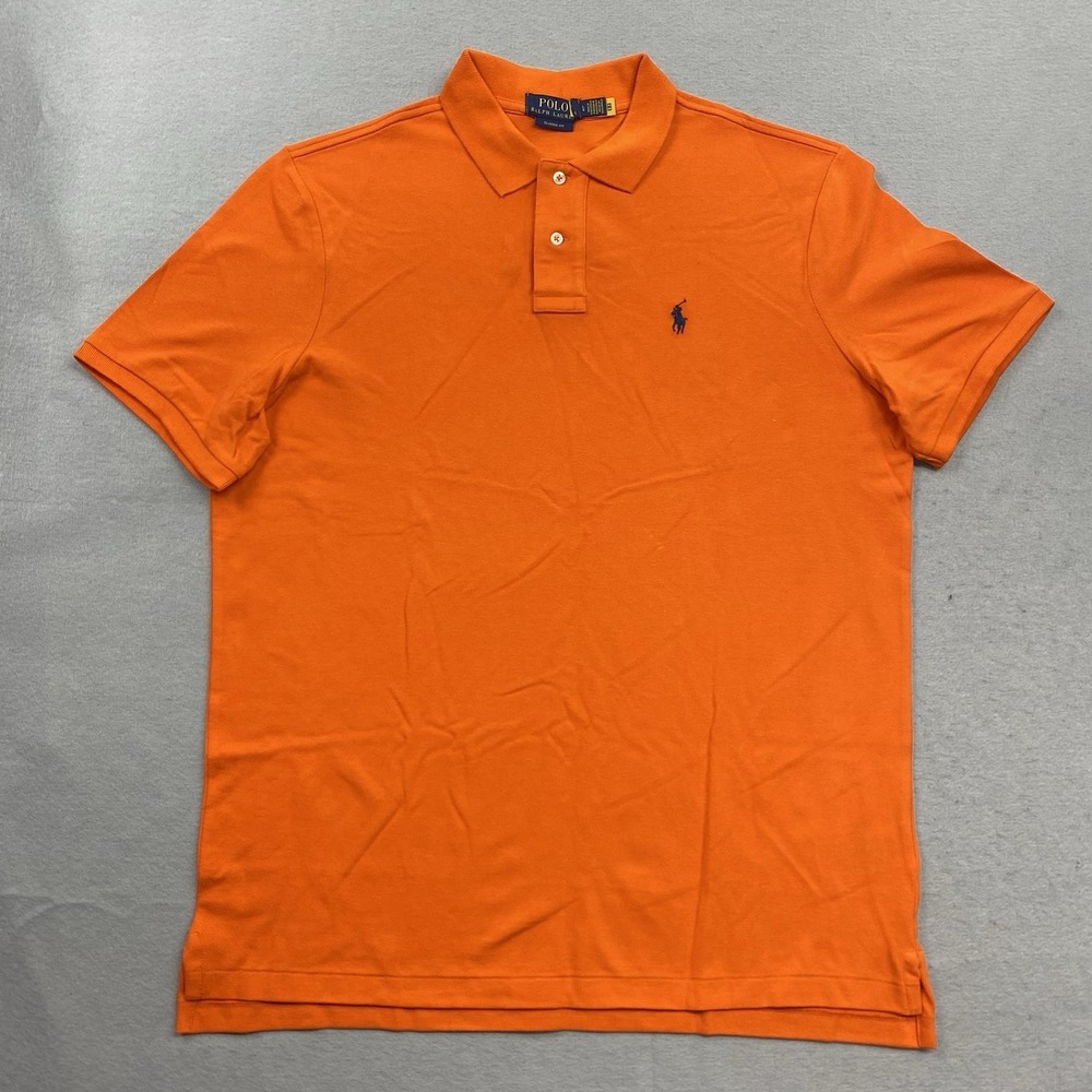 Polo Ralph Lauren Polo Shirt Mens Large Orange Classic Fit Short Sleeve Pony